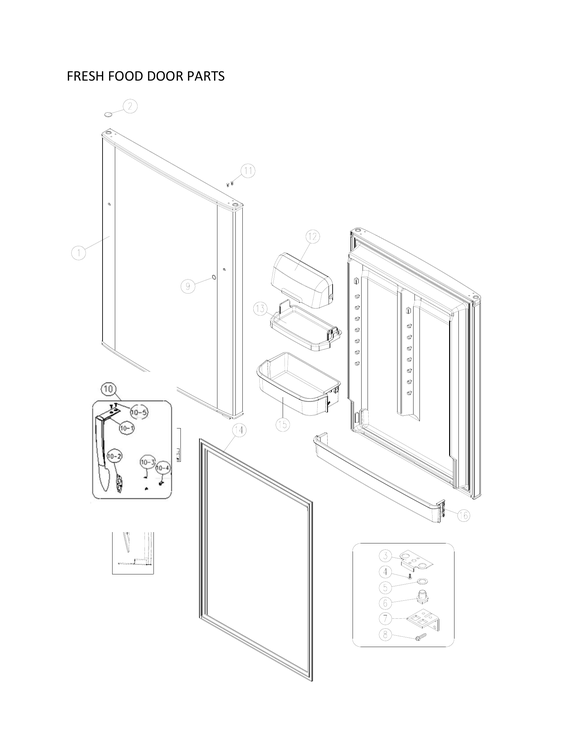 Fresh food door parts