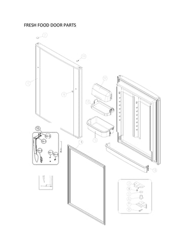 Fresh food door parts