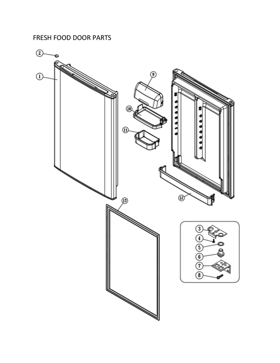 Fresh food door parts