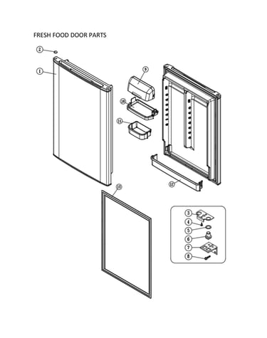 Fresh food door parts