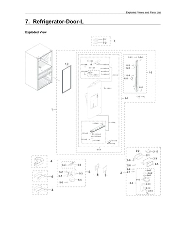 Left refrigerator door parts