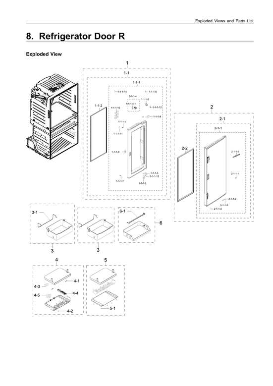 Right refrigerator door parts