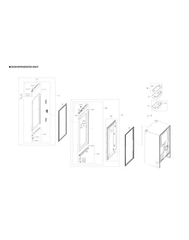 Right refrigerator door parts