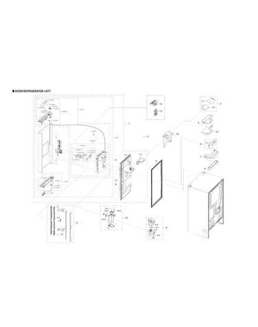 Left refrigerator door parts