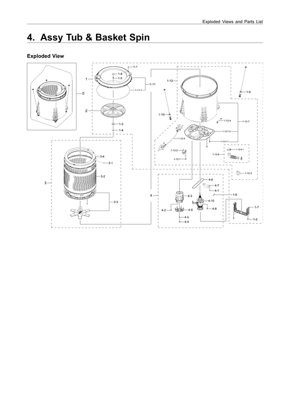 Tub & basket spin assy