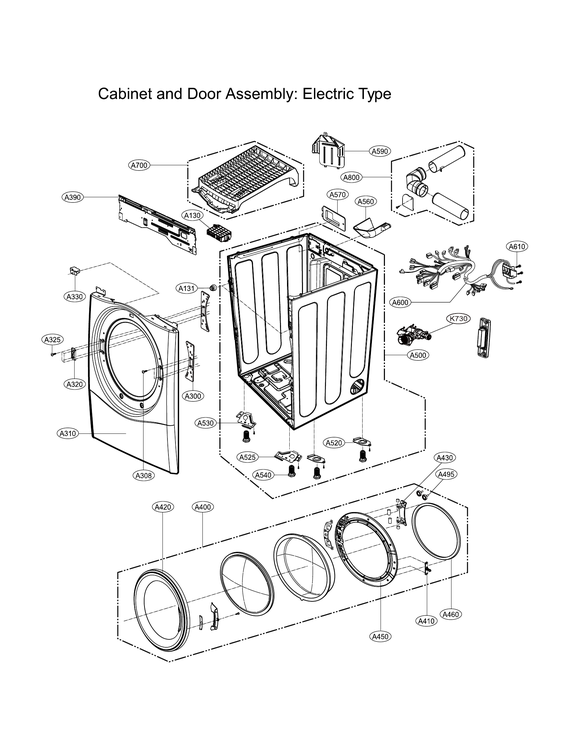 Cabinet/door assy: electric type