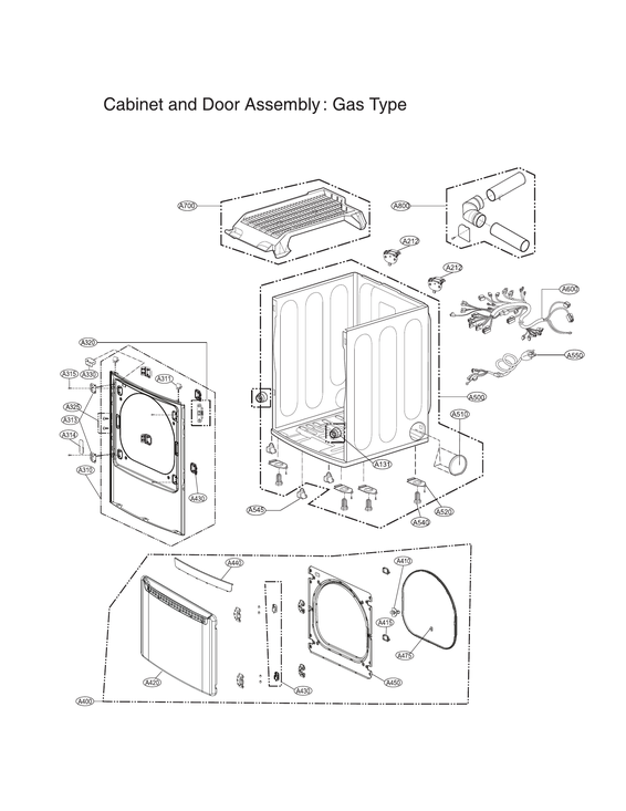 Cabinet/door assy: gas type