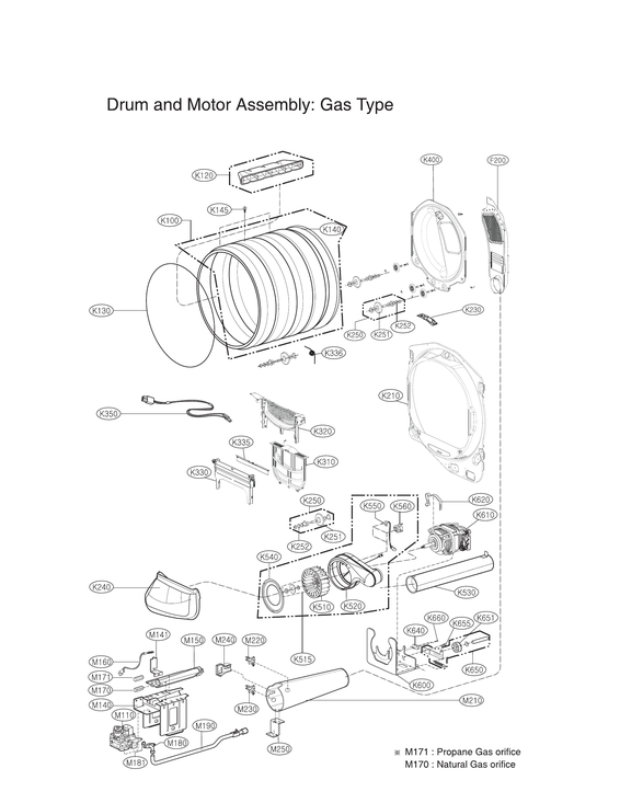 Drum/motor assy: gas type