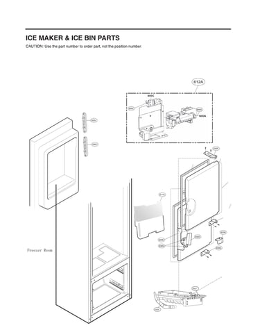 Ice maker & ice bin parts
