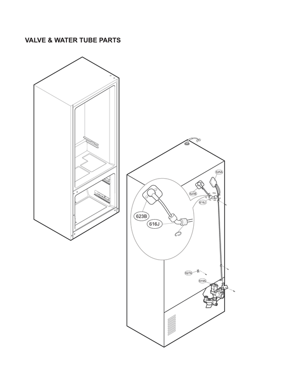 Valve & water tube parts