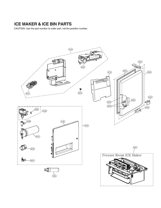 Ice maker & ice bin parts