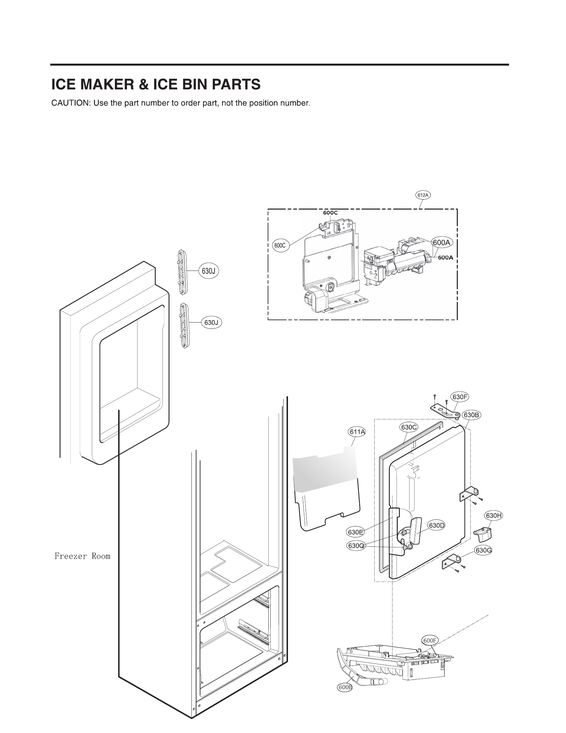 Ice maker & ice bin parts