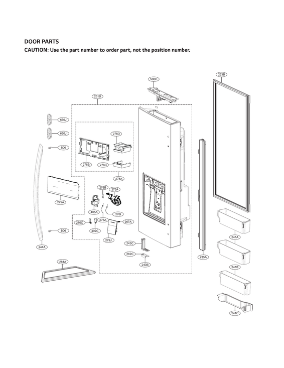 Dispenser door parts