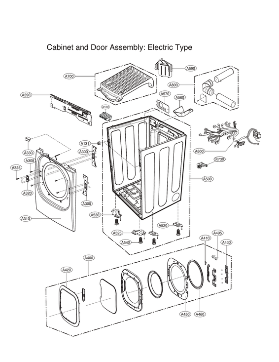 Cabinet & door assy: electric