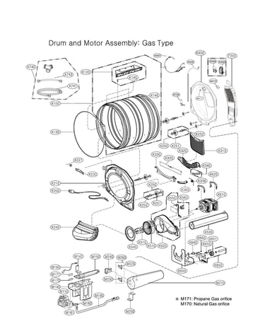 Drum & motor assy: gas