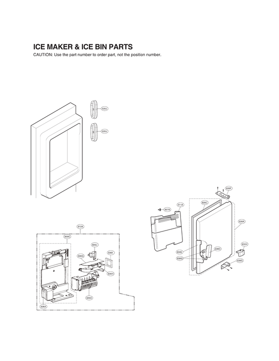 Ice maker & ice bin parts