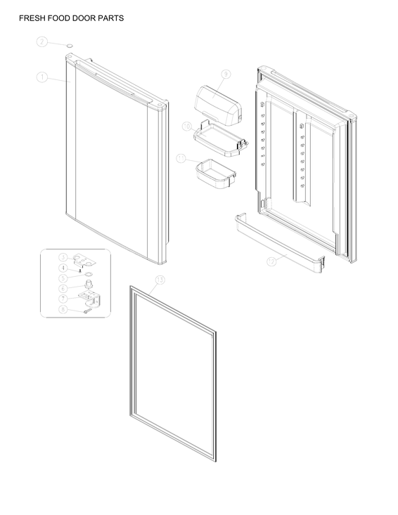 Fresh food door parts