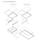"1 full, 2 split glass shelf parts"
