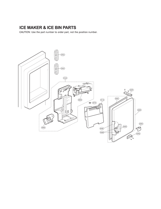 Ice maker & ice bin parts