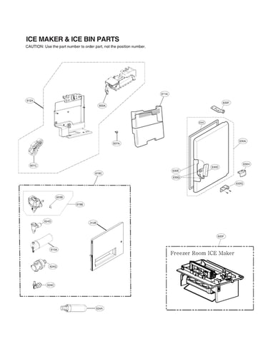 Ice maker & ice bin parts