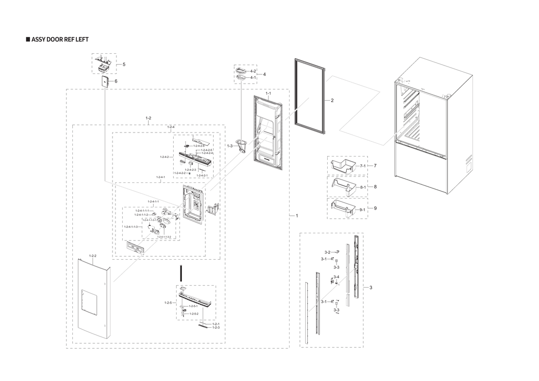 Refrigerator left door parts