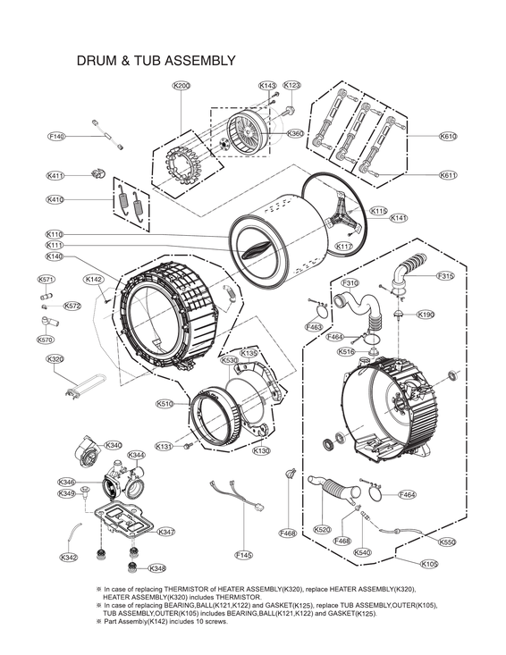 Drum & tub assy
