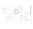 Samsung DVE45A6400W/A3-00 front frame & door module assy diagram