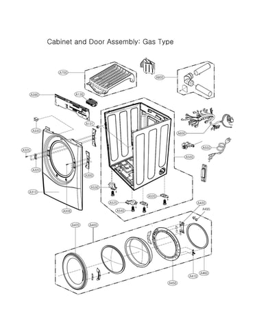Cabinet & door assy: gas type