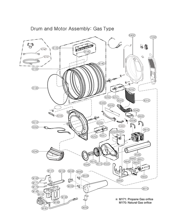 DRUM & MOTOR ASSY: GAS TYPE