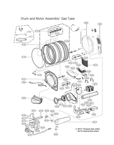 Drum & motor assy: gas type