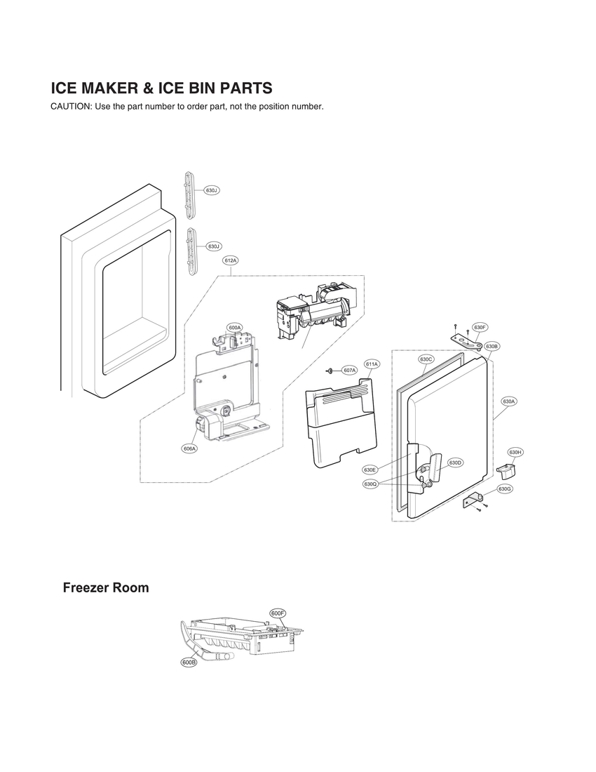 Ice maker & ice bin parts