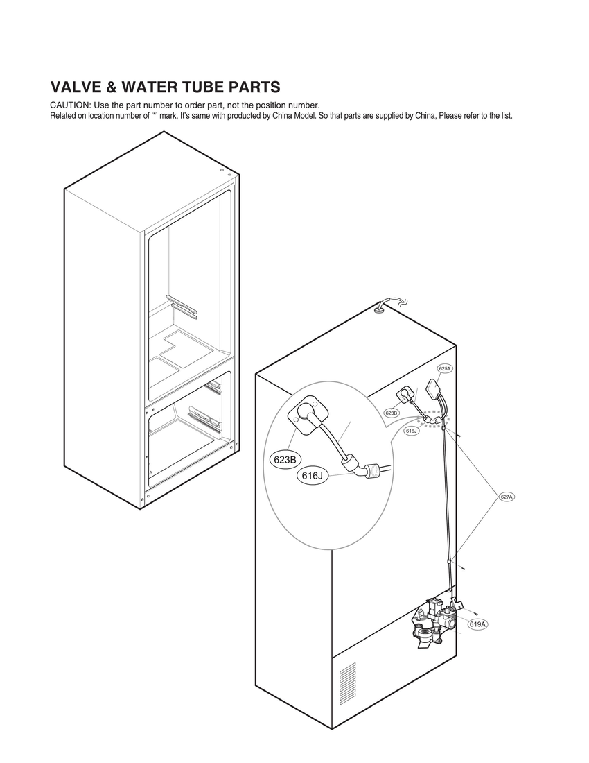 Valve & water tube parts