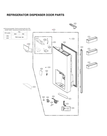 Refrigerator dispenser door parts