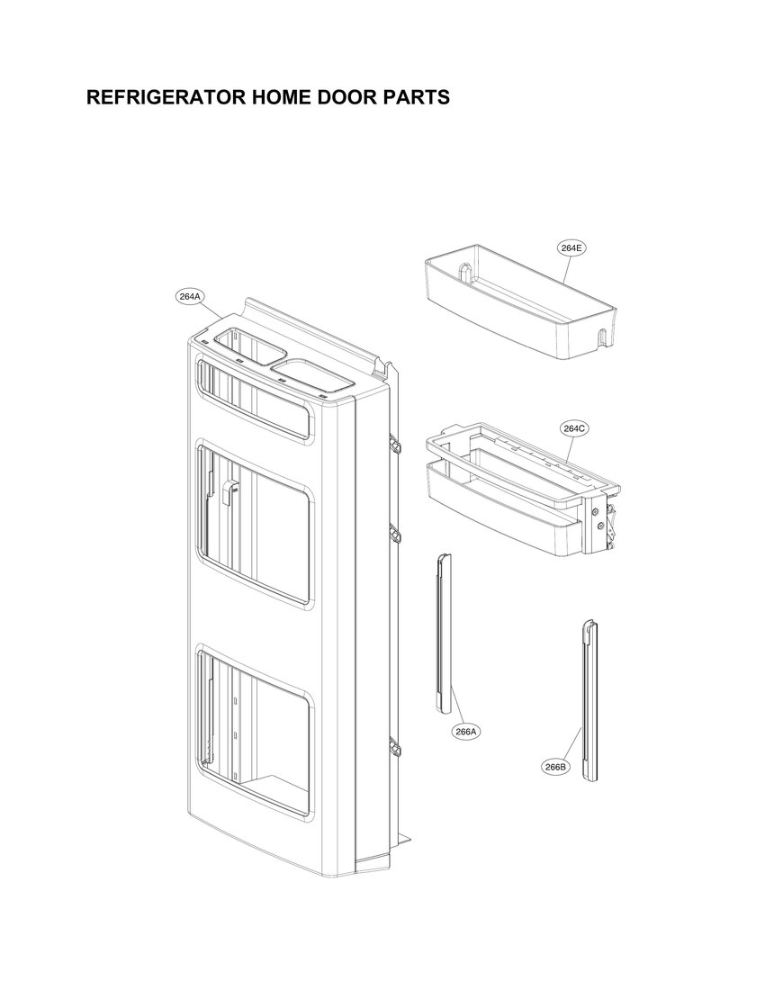 Refrigerator home door parts