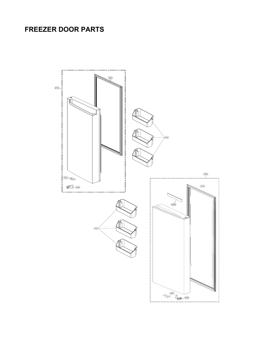 Freezer door parts