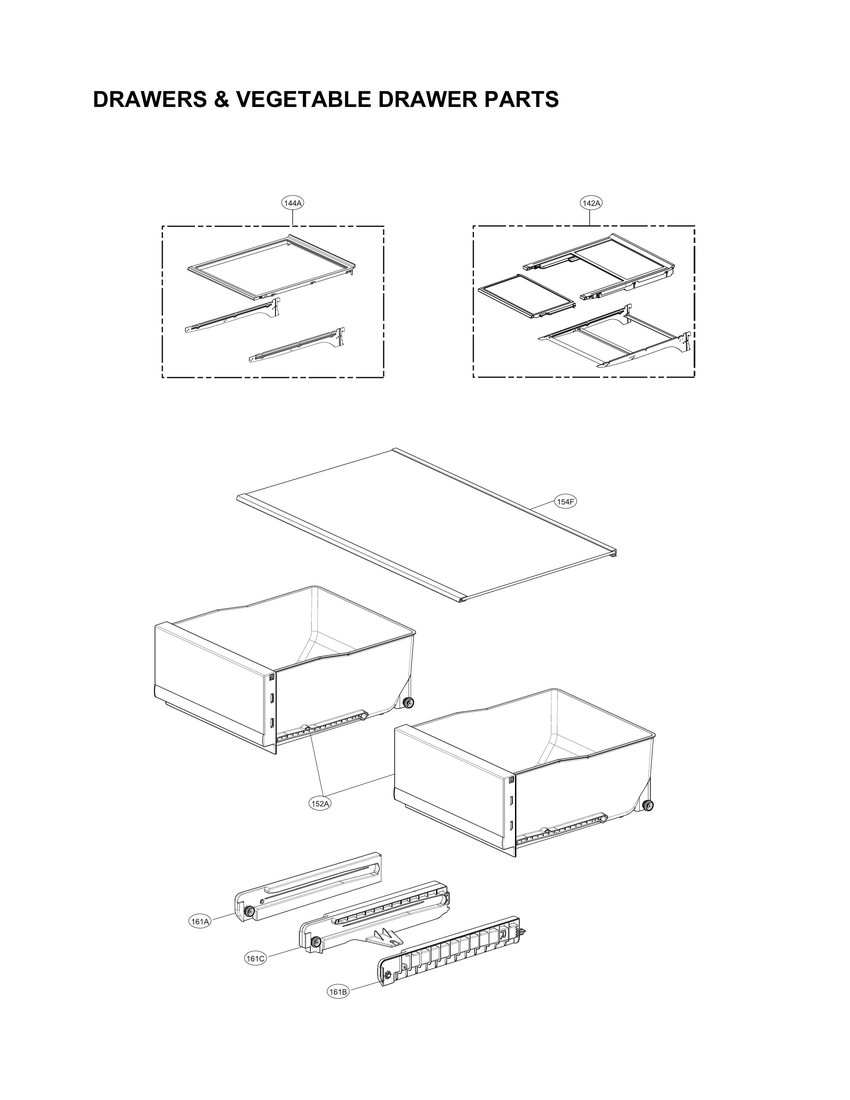 Drawers & vegetable drawer parts