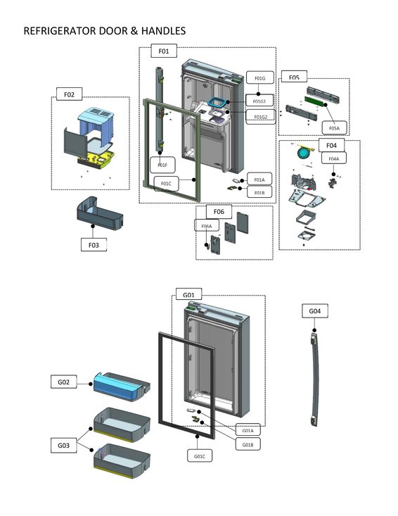 Refrigerator door & handles