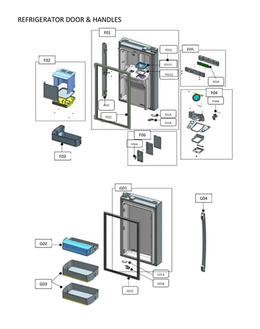 Refrigerator door & handles