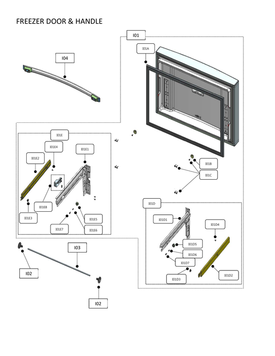 Freezer door & handle