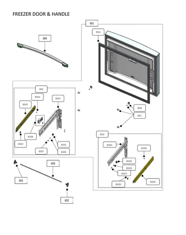 Freezer door & handle