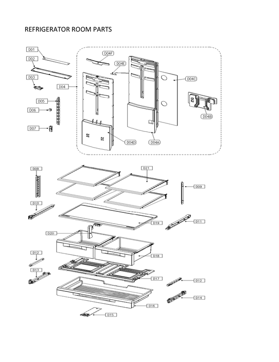 Refrigerator room parts
