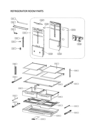 Refrigerator room parts