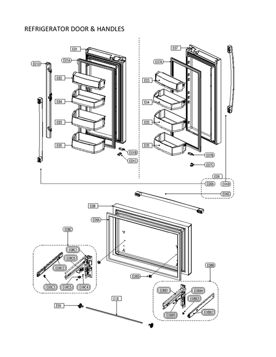 Refrigerator door & handles