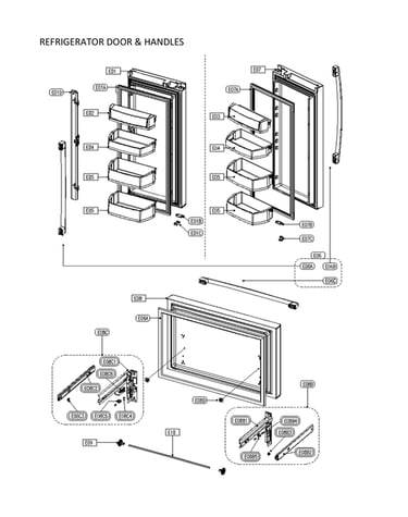 Refrigerator door & handles