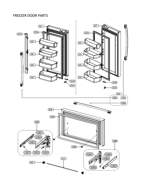 Freezer door parts