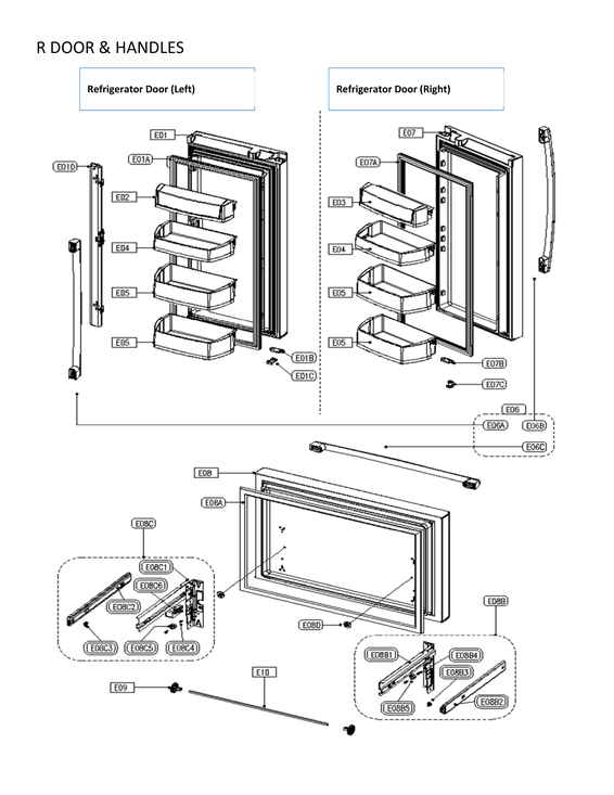 Refrig and frz doors & handles