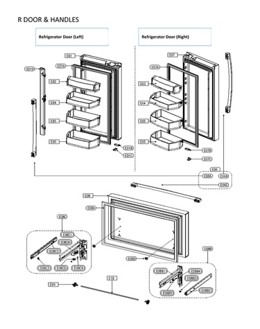 Refrig and frz doors & handles