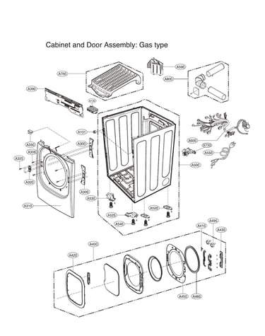 Cabinet & door assy: gas type