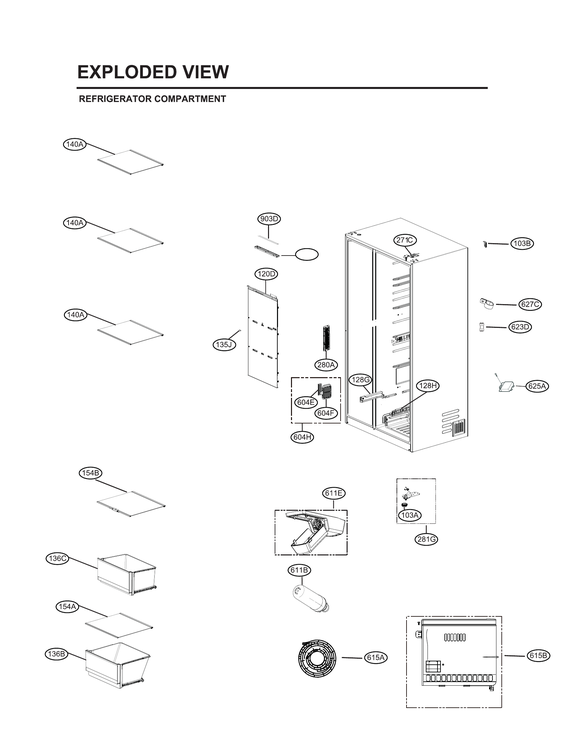 Refrigerator compartment parts