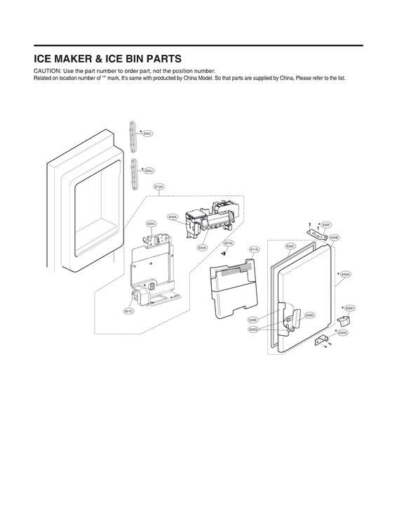 Ice maker & ice bin parts